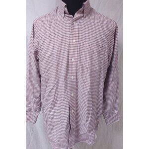 LL Bean Mens 16.5-33 Red Plaid Single Needle Tailoring Button Down Soft Shirt